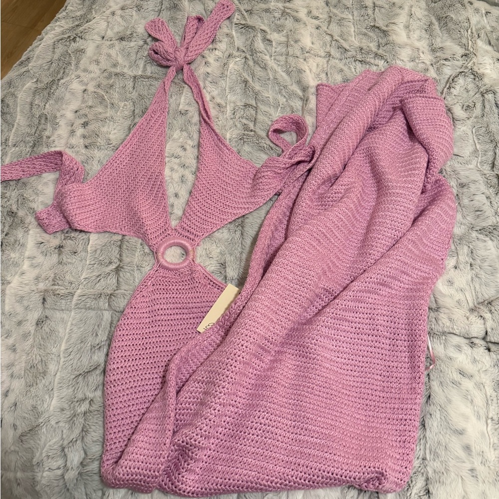 NWT Elan Lilac Knit Halter Maxi Dress